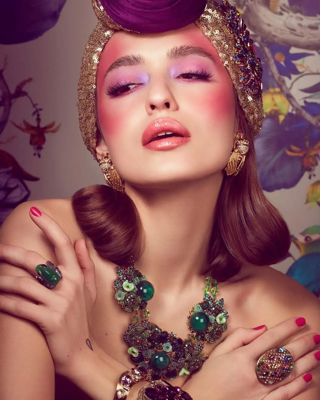 Glitz Edith Silk Plum Tassel Gems Turban – Julia Clancey  display picture 3