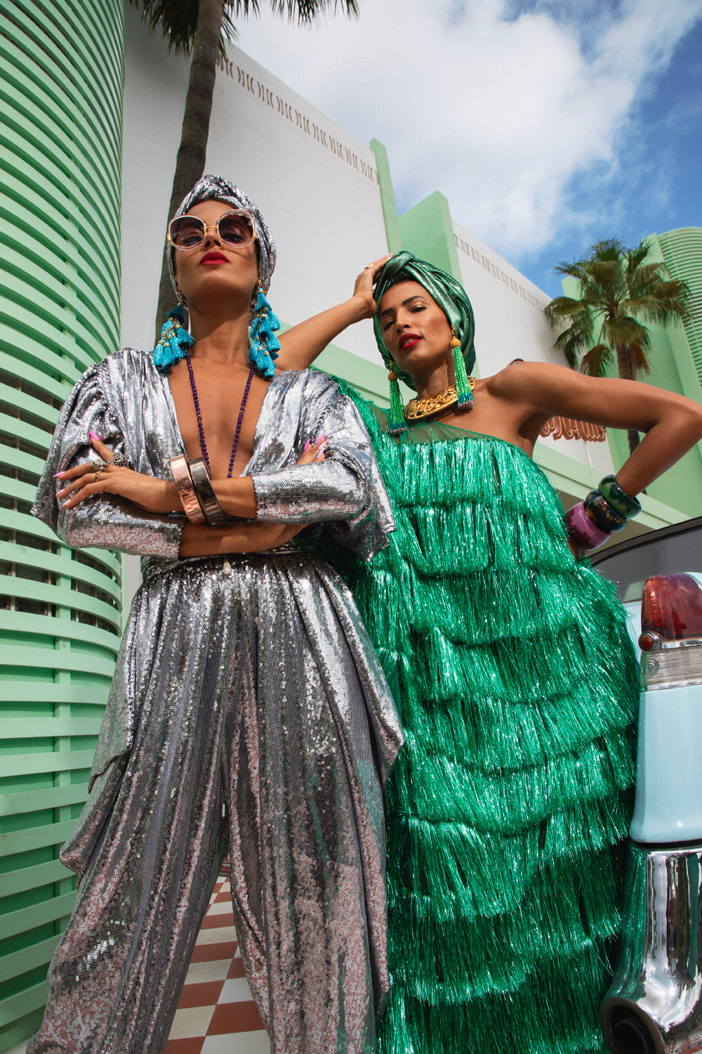 Gloria Sequin Silver Jumpsuit Set Julia Clancey Luxury Resort