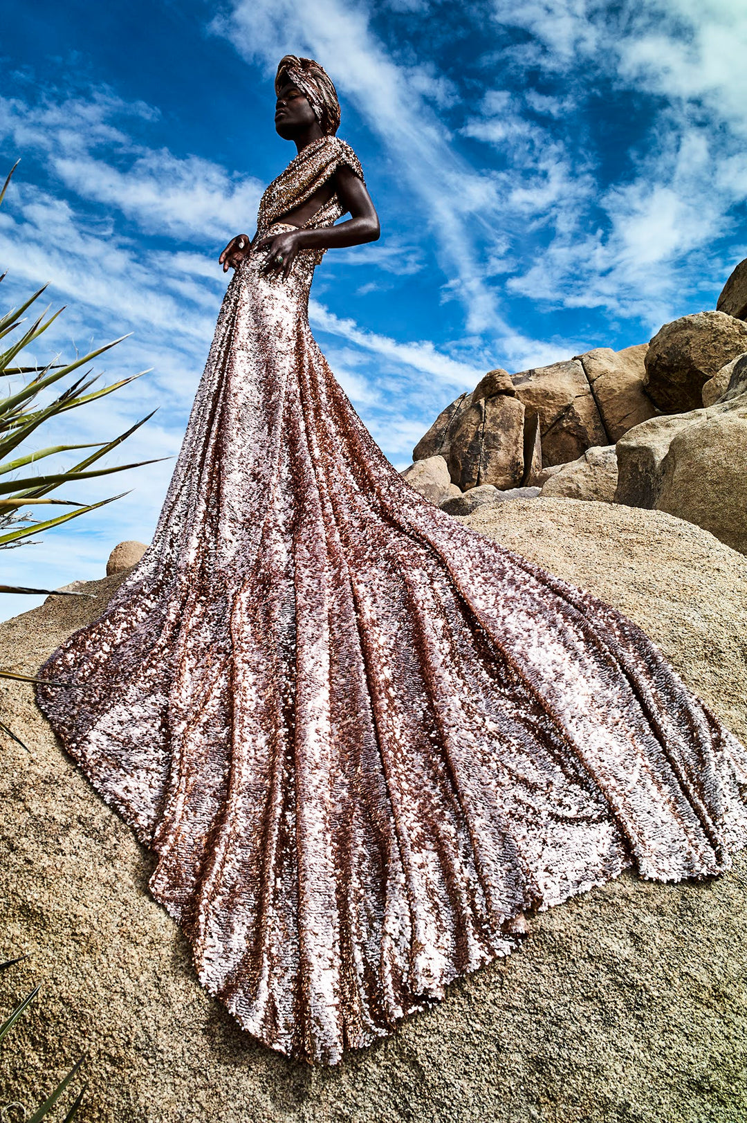 Rose gold gown for rent on sale